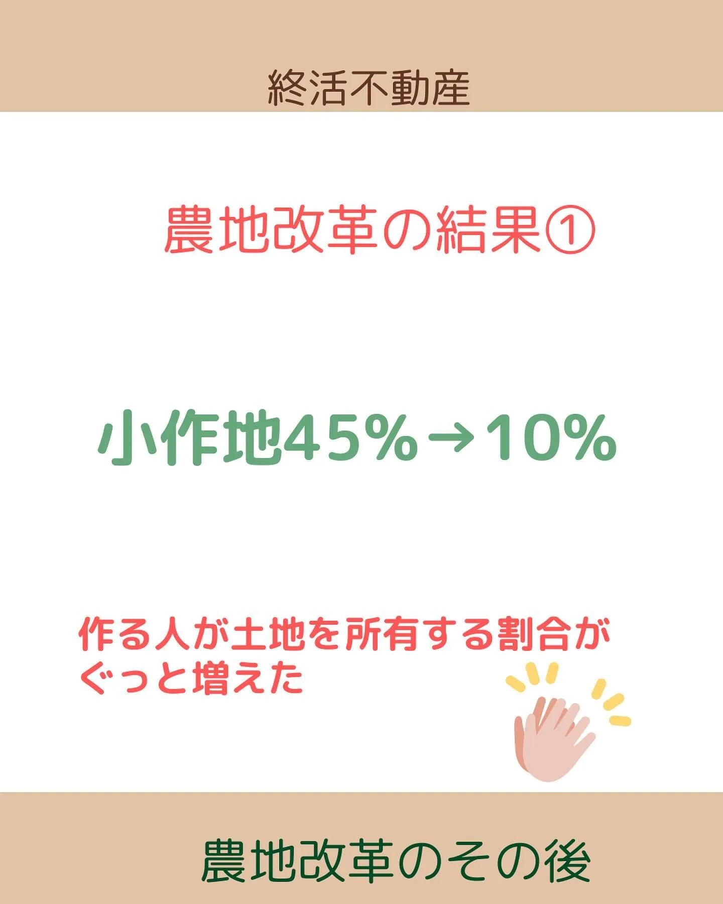 農地法が制定されるきっかけの農地改革について調べてみました。